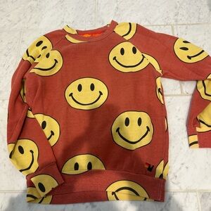 Aviator Nation Red and Yellow Smiley Face Crewneck Sweater